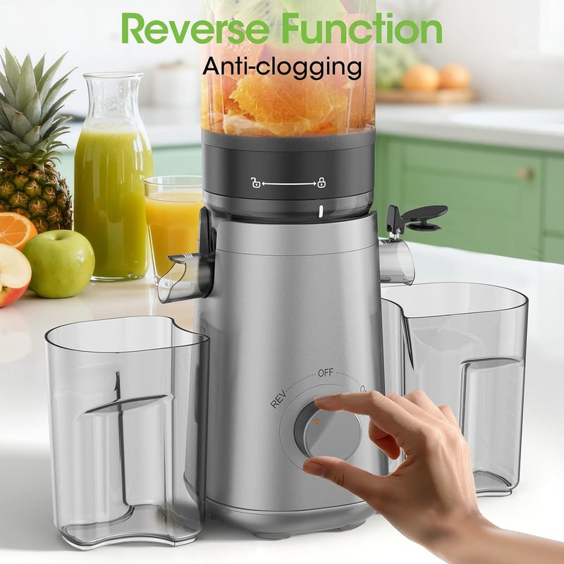 SMALLHOO Juicer Machines, 5.3" Wide Feed Chute Cold Press Juicer for Whole Vegetables & Fruits, High Juice Yield, BPA Free (Slivery) - Image 5